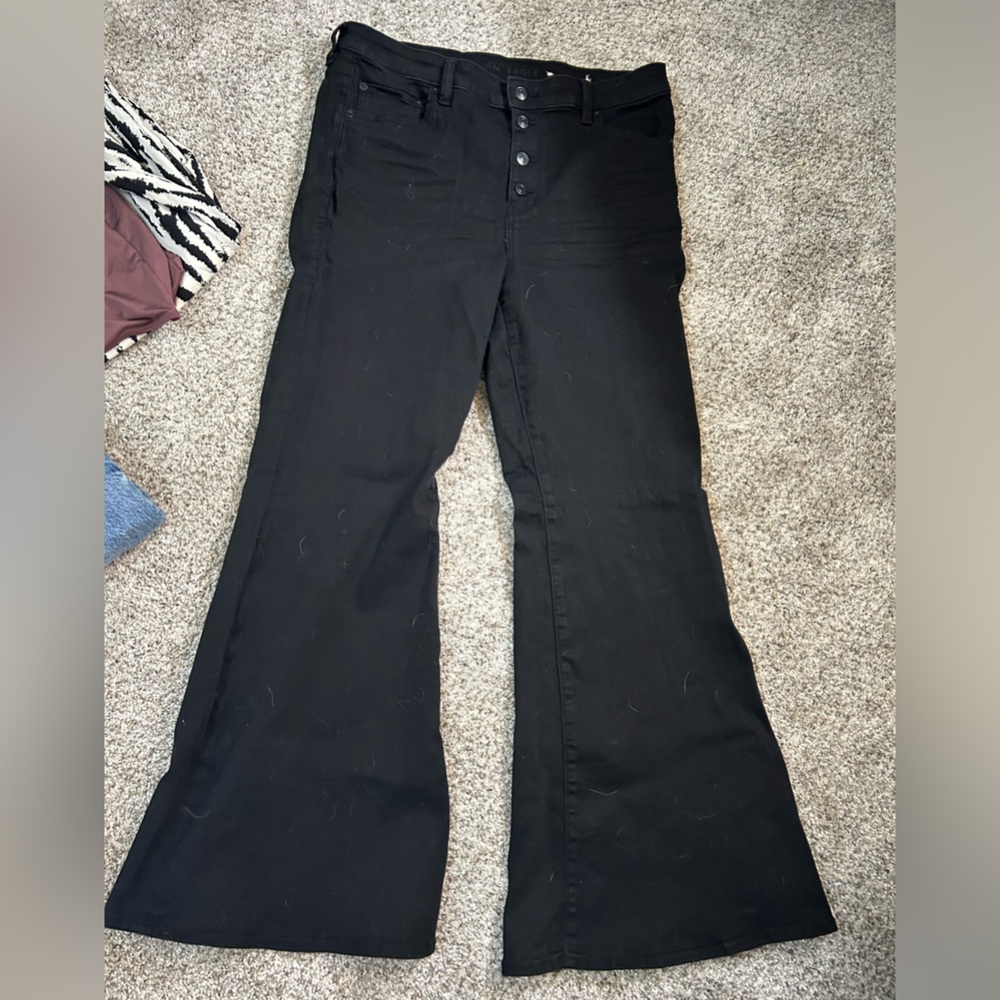 American eagle next level stretch black flare jeans sz 16